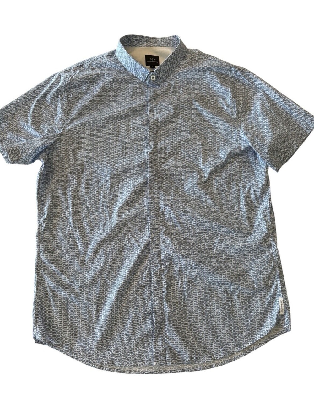 Armani Exchange A/X Mens XL Button Up Shirt Blue/White Short Sleeve